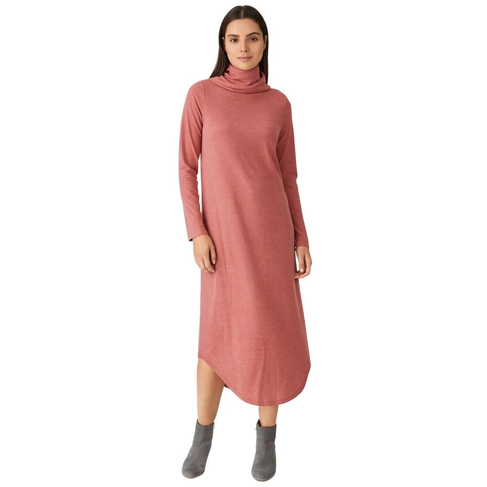Bobeau Women’s Sweater Dress M Brick Red Cowl Neck Built-In Face Cover NWOT